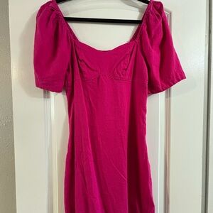 a new day Hot Pink Puff Sleeve Mini Dress